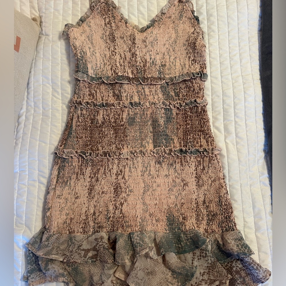 Karlie Pink Ruffled Tiered Mini Dress